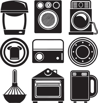 set of household appliances illustration isolated on white background vector