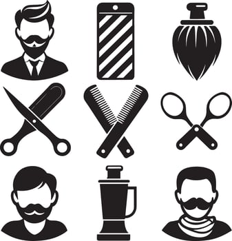 barber shop icon set illustration isolated on white background vector