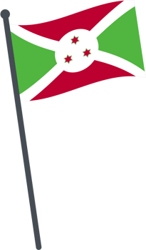 Burundi flag waving on pole. national flag pole transparent. png