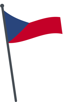 Czech Republic flag waving on pole. national flag pole transparent. png
