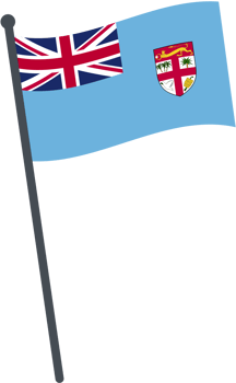 Fiji flag waving on pole. national flag pole transparent. png