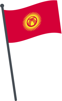 Kyrgyzstan flag waving on pole. national flag pole transparent. png
