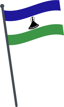 Lesotho flag waving on pole. national flag pole transparent. png