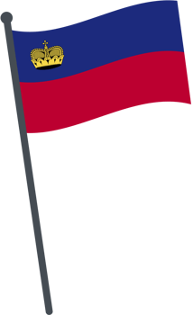 Liechtenstein flag waving on pole. national flag pole transparent. png