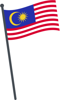 Malaysia flag waving on pole. national flag pole transparent. png