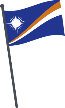 Marshall flag waving on pole. national flag pole transparent. png