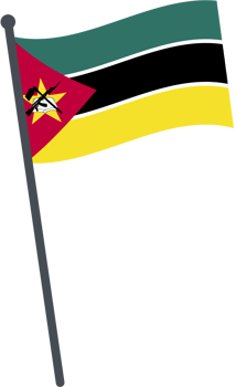 Mozambique flag waving on pole. national flag pole transparent. png