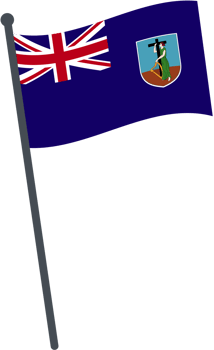 Montserrat flag waving on pole. national flag pole transparent. png