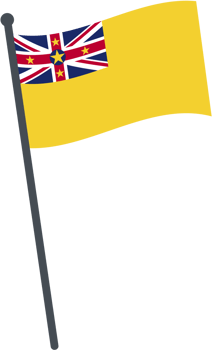 Niue flag waving on pole. national flag pole transparent. png
