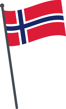 Norway flag waving on pole. national flag pole transparent. png