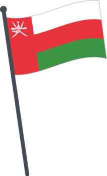 Oman flag waving on pole. national flag pole transparent. png