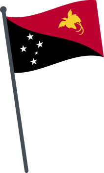 Papua New Guinea flag waving on pole. national flag pole transparent. png