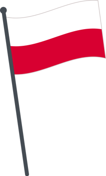 Poland flag waving on pole. national flag pole transparent. png