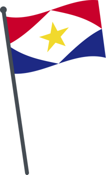 Saba flag waving on pole. national flag pole transparent. png
