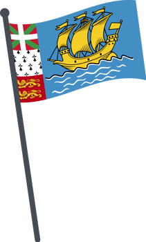 Saint Pierre and Miquelon flag waving on pole. national flag pole transparent. png