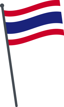 thailand flag waving on pole. national flag pole transparent. png
