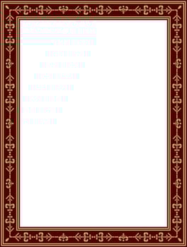 gold and red square Yakut ornament. Infinite rectangle, border, frame of the northern peoples of the Far East. vector