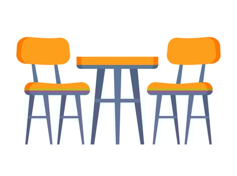 Set of modern chairs and tables. Furniture for office, cafe, Restaurant. Home kitchen interior vector