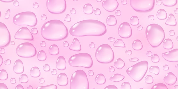 Pink waterddrop background. Condensate serum or essence drops. Cosmetic adverstiment banner. Stock illustration in realistic style. vector