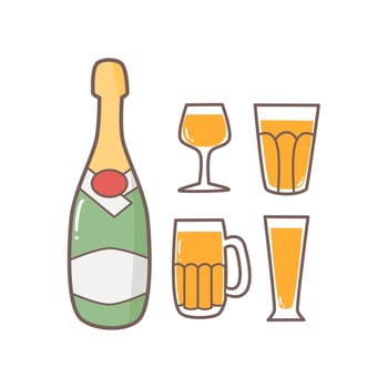 Beer Wine Bottle Doodle vector