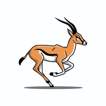 Cute antelope stands on a white background in cartoon style. illustration with African animal. vector