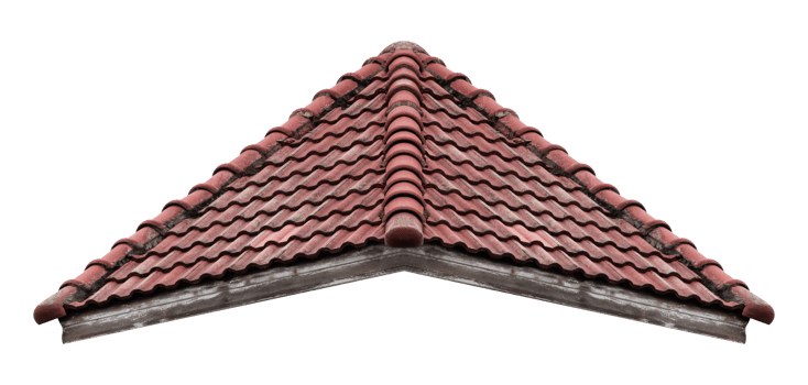 Old hip roof red tile pattern png