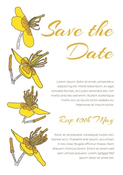 Yellow Flower Save the Date Hand Drawn Invitation Design vector