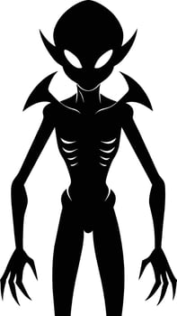 A black silhouette of a alien vector
