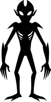 A black silhouette of a alien vector