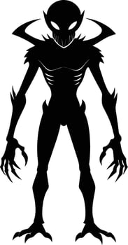 A black silhouette of a alien vector