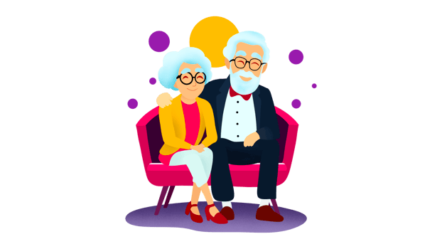 Older couple looking happy, Love and care concept, Physical touch, love language, Elderly grandfather and grandmother spend time having fun, Happy smiling loving png