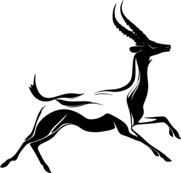 Elegant black silhouette of a leaping gazelle. AI-Generated. png
