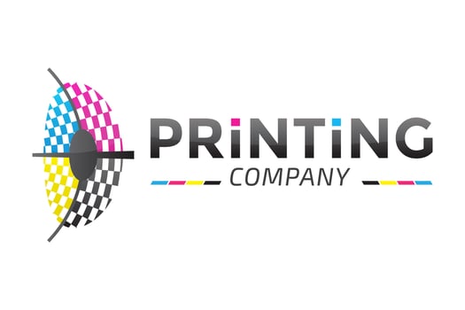 Printing Company Logo Design wit CMYK Colors and Cross vector