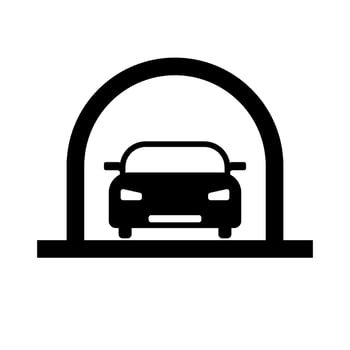 Tunnel and car silhouette icon. vector