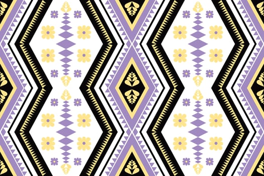 Violet and Yellow flowers fabric seamless pattern vector