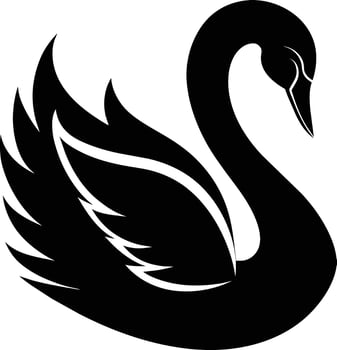 A black silhouette of a swan vector