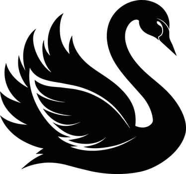 A black silhouette of a swan vector
