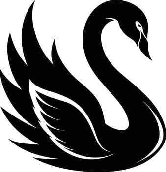 A black silhouette of a swan vector