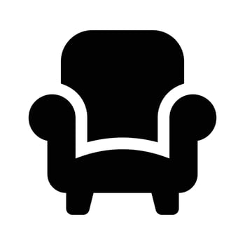 Armchair, sofa, couch icon, isolated on white background. Furniture symbol vector