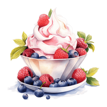 Frozen Yogurt, Ice Cream Illustration. Watercolor Style png