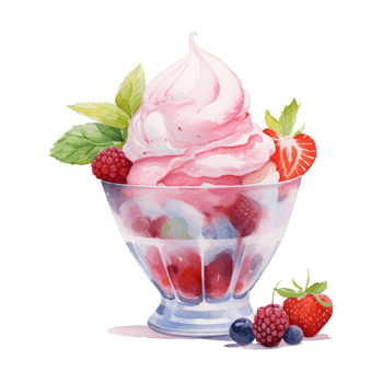 Frozen Yogurt, Ice Cream Illustration. Watercolor Style png