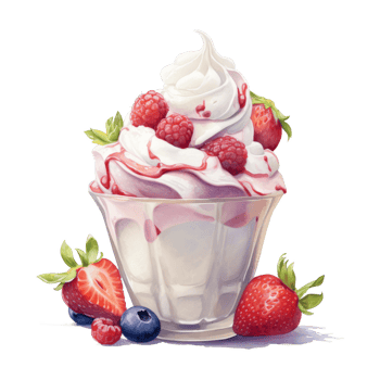 Frozen Yogurt, Ice Cream Illustration. Watercolor Style png