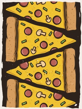 Pizza pattern vintage poster design vector