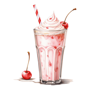 Milkshake, Ice Cream Illustration. Watercolor Style png