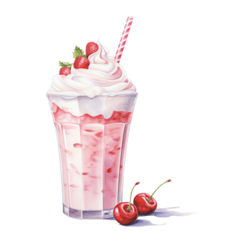 Milkshake, Ice Cream Illustration. Watercolor Style png