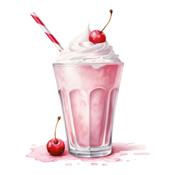 Milkshake, Ice Cream Illustration. Watercolor Style png