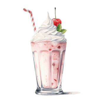 Milkshake, Ice Cream Illustration. Watercolor Style png