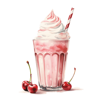 Milkshake, Ice Cream Illustration. Watercolor Style png