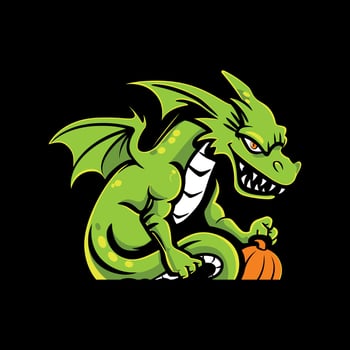 dragon with green and gold colors on a white background vector
