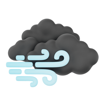 Cloudy windy night 3d render weather icons set png